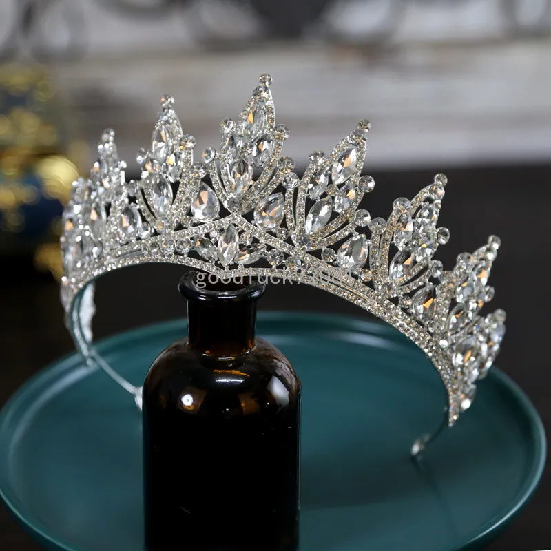 Luxur Korean Crystal Tiara Crown for Women Girls Princess Wedding Dress Crown Bridal Hair Party Accessories