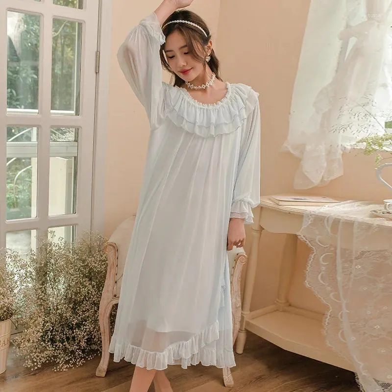 Womens Sleepwear 2024 Spring Princess Sweet Long Modal Night Dress