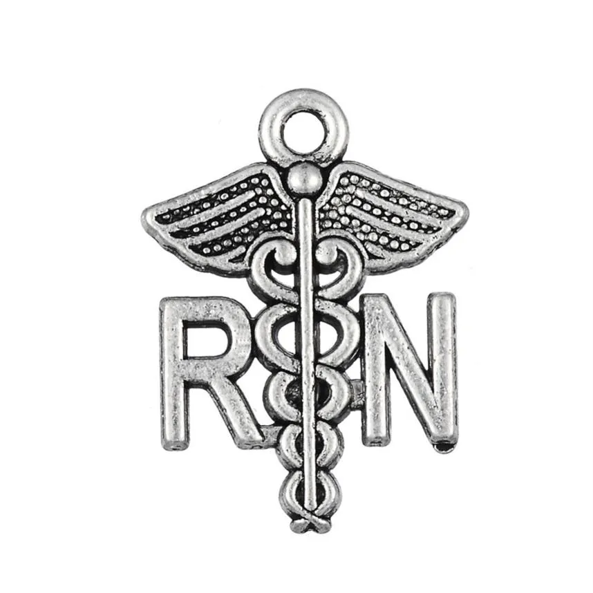 Caducée RN Charme Infirmière Enregistrée Pendentif Bracelet Médical Résultats 20pcs280U