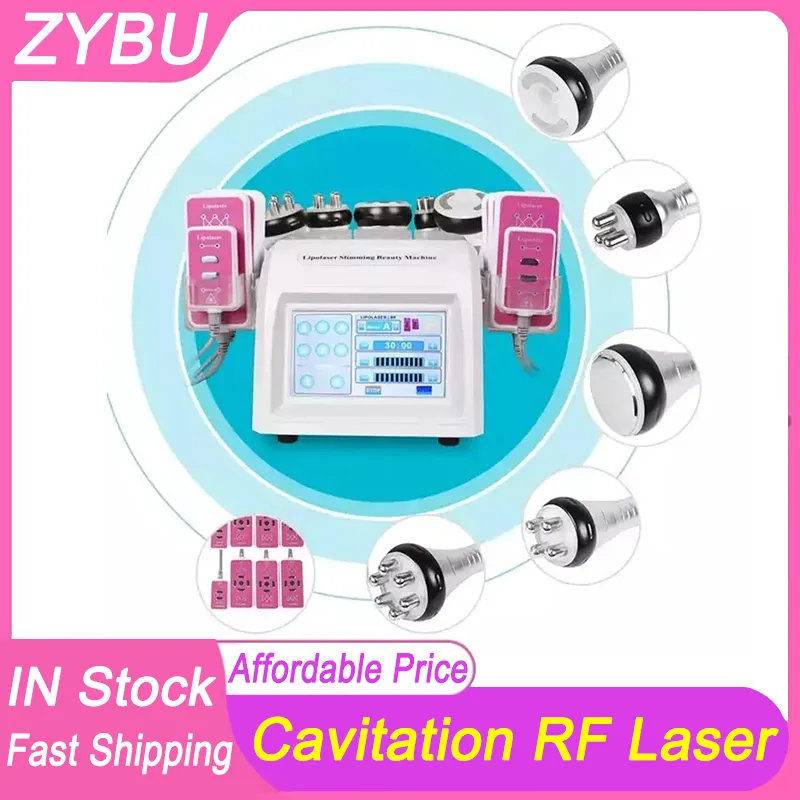 6 I 1 Salon Spa 40K Ultraljuds kavitation RF Vakuum Rödljusfoton Radiofrekvens lllt Lipo Laser Slimming Machine Sculpting For Skin Drawing Face Lifting