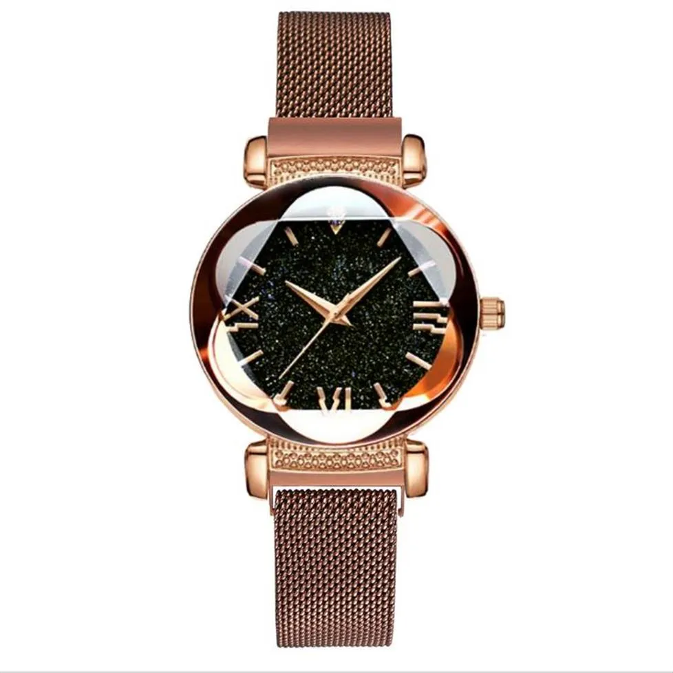 MULILAI бренд звездное небо светящиеся кварцевые женские часы с магнитной сеткой ремешок с цветочным циферблатом повседневный стиль модные женские часы225B
