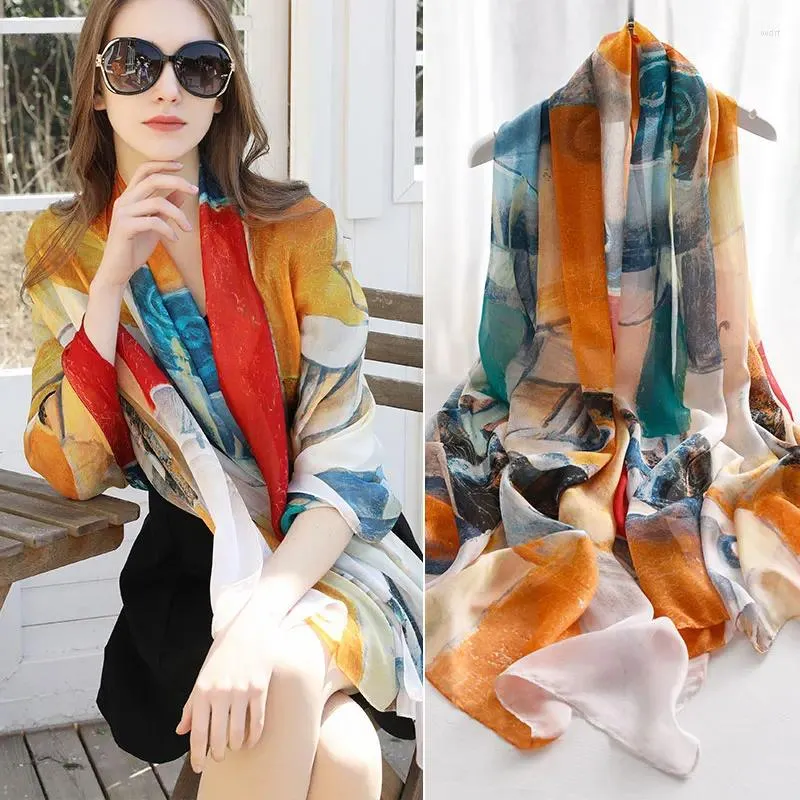 Foulards Foulard en soie Automne et hiver Mince Talma Femme 2023 Hangzhou Sens haut de gamme