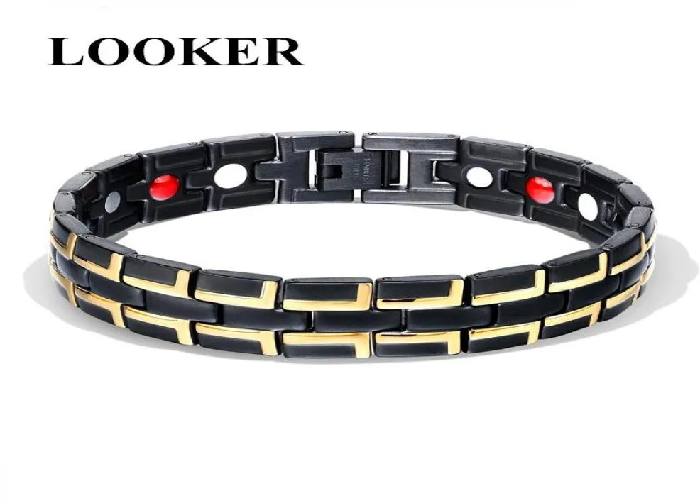 Bracelet de thérapie magnétique en pierre ronde, chaîne à maillons en hématite pour hommes, soins de santé, en acier inoxydable 316, Link6495512