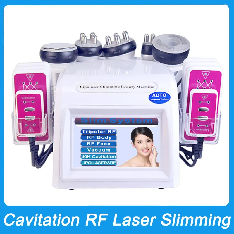 6 in 1 vuoto laser dimagrante radiofrequenza rf 40k cavitazione del corpo liposuzione macchina ad ultrasuoni rassodamento della pelle lifting del viso strumento di bellezza antietà