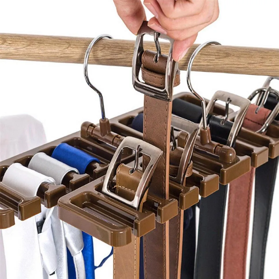 Förpackning med 2 slipsbältesorganisatör förvaringsställ multifuktion roterande slipsar halsdukhängare hållare garderob organisation garderob efterbehandling ra272p