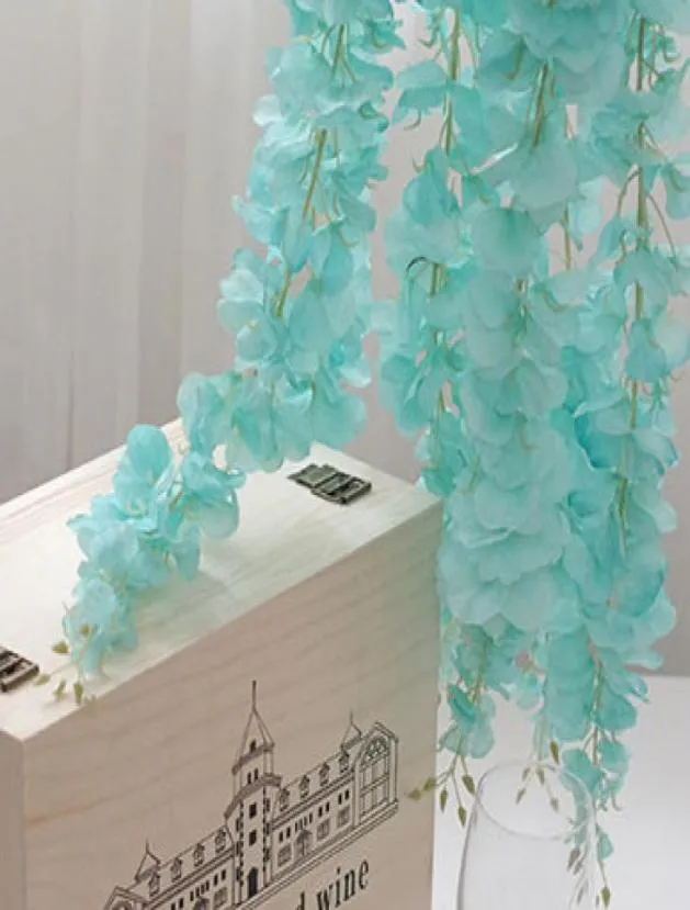 50st 7Color Artificial Silk Wisteria Flower for DIY Wedding Arch Square Rattan Simulation Flowers Wall Hanging Basket Can Be Exte4314135