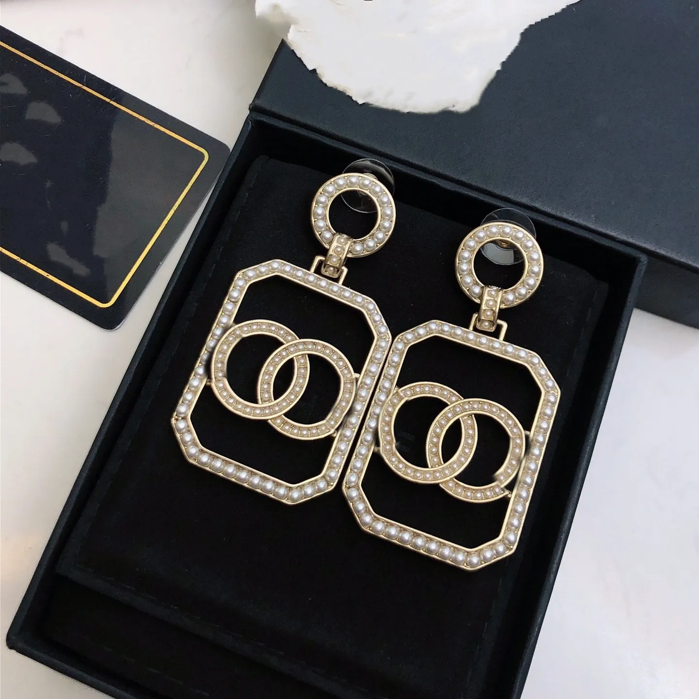 Gold Plated Luxury Brand Designers Letters Stud Clip Channel EarDrop Round Geometric Famous Women Crystal Rhinestone Metal Earring Wedding Party Jewelry SX5