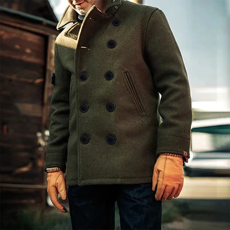 Mens Wool Blends Men S Winter Pea Coat Casual Woolen Trench Coat