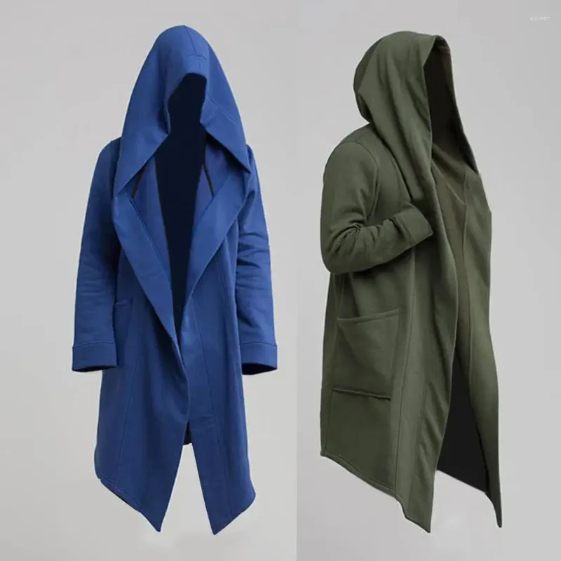 Herren-Trenchcoats, coole Herrenjacke, Übergröße, einfarbig, langärmelig