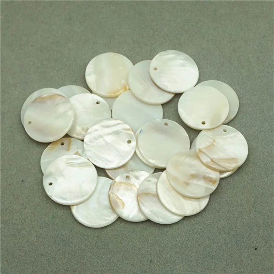 100pcs lot 35MM Round Natural White Shell Beads Fit Jewelry Earring Making Loose Shell Beads With Hole DIY Jewelry Findings271A