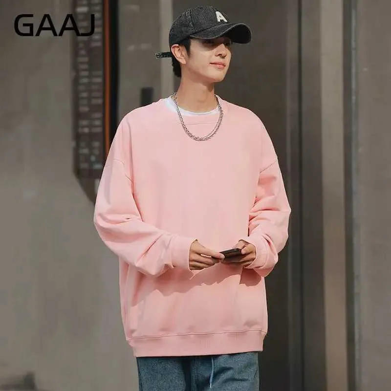 Sweatshirts Bomull Sweatshirts Men Autumn Korean Solid Pullover Harajuku Y2K överdimensionerade Casual Streetwear Basic Plain Sweatshirt Outwear Topsl231209