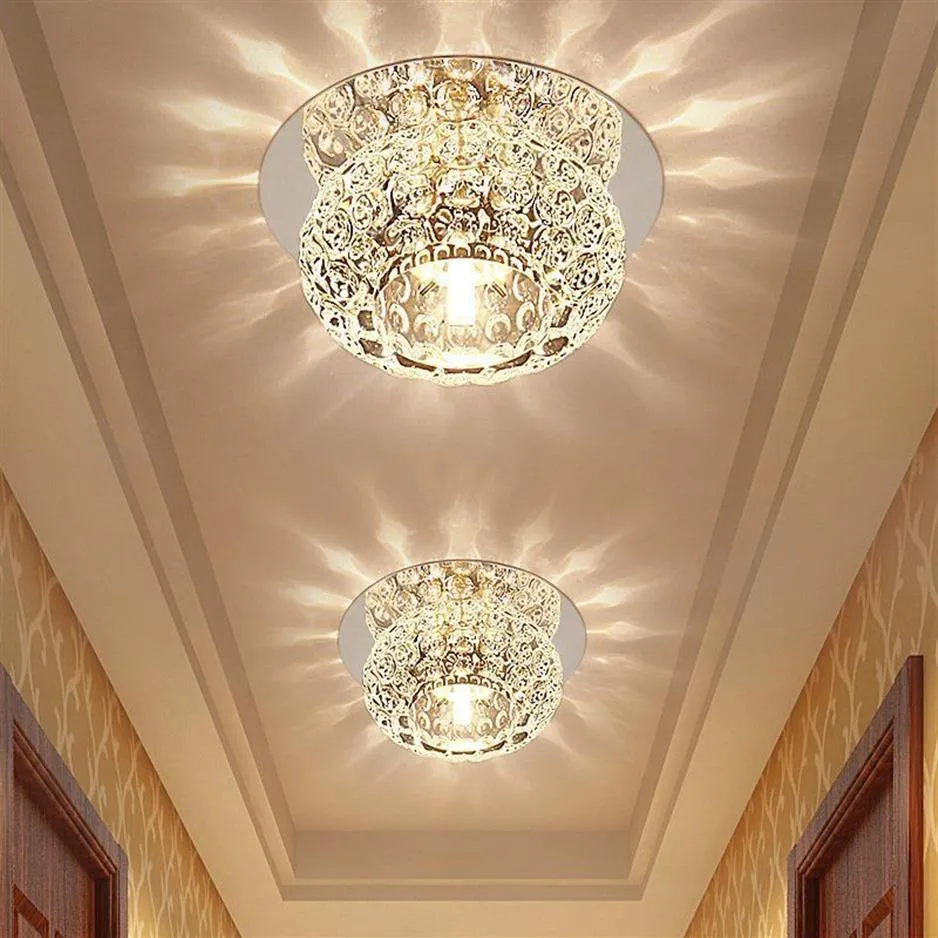 Bubble Crystal Ceiling Lights LED Aisle Lamp Spotlight Living Room Corridor Entrance Downlight Stainless Steel Mirror Base Ceiling305r