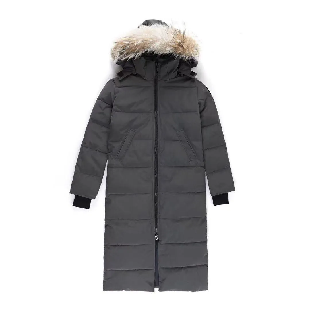 High version Mystique Canada same style goose down jacket thickened women's extra long hooded jacket