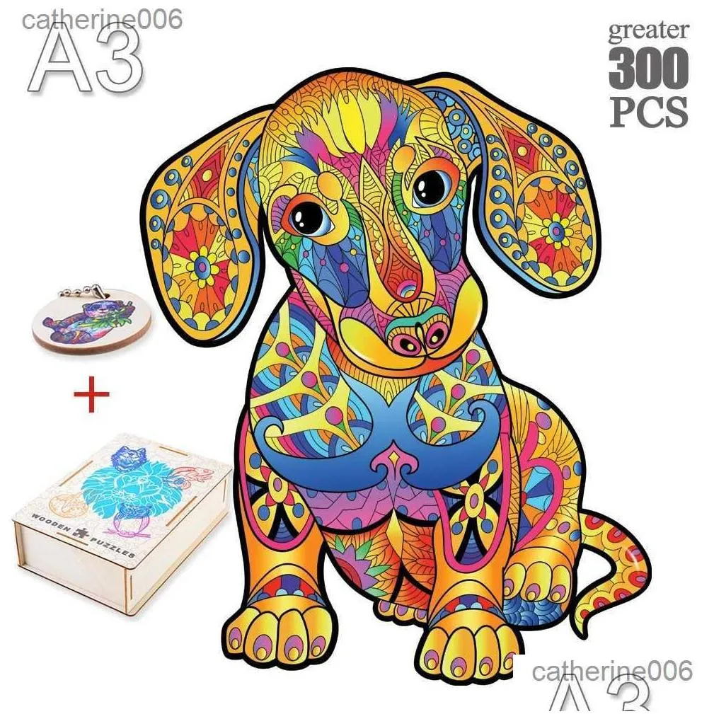 puzzles wooden animal jigsaw puzzle turtle dog fox diy wooden puzzles for adults child decompression interactive games birthday