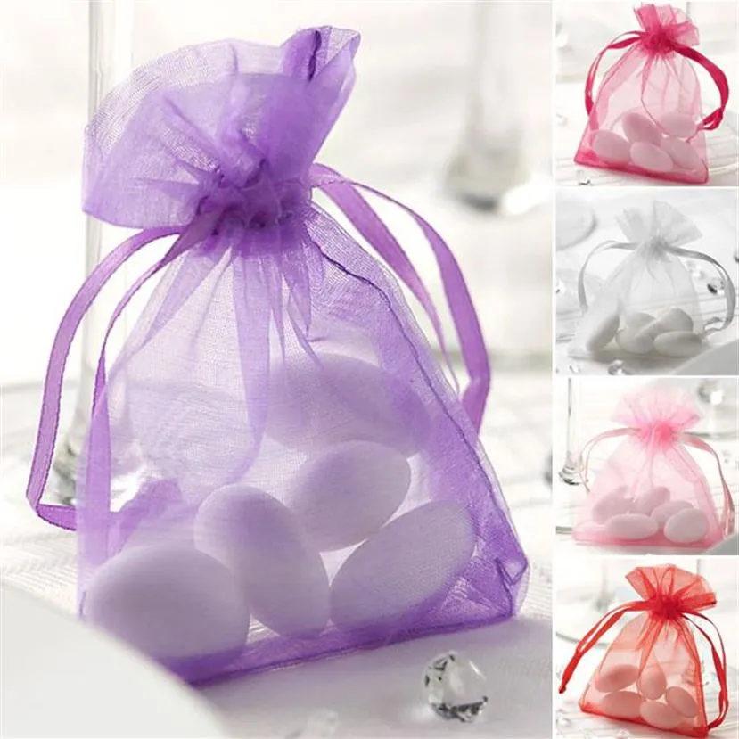 200 st Organza Bag Wedding Party Favor Decoration Gift Wrap Candy Bags 7x9cm 2 7x3 5inch Pink Red Purple297f