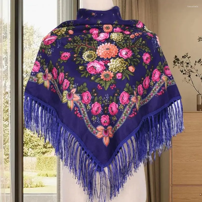 Bufandas Mujeres Mantón con flecos Estampado floral con flecos Elegante manta cálida Bufanda para ancianos de mediana edad Otoño Invierno