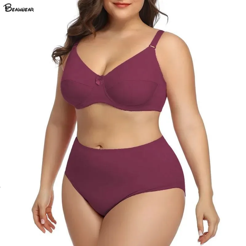 Sexy Set Beauwear 80D 120F Vrouwen Plus Size Lingerie Effen Ondergoed Ultradunne Ongevoerd Volledige Cup Bh En Panty 231211