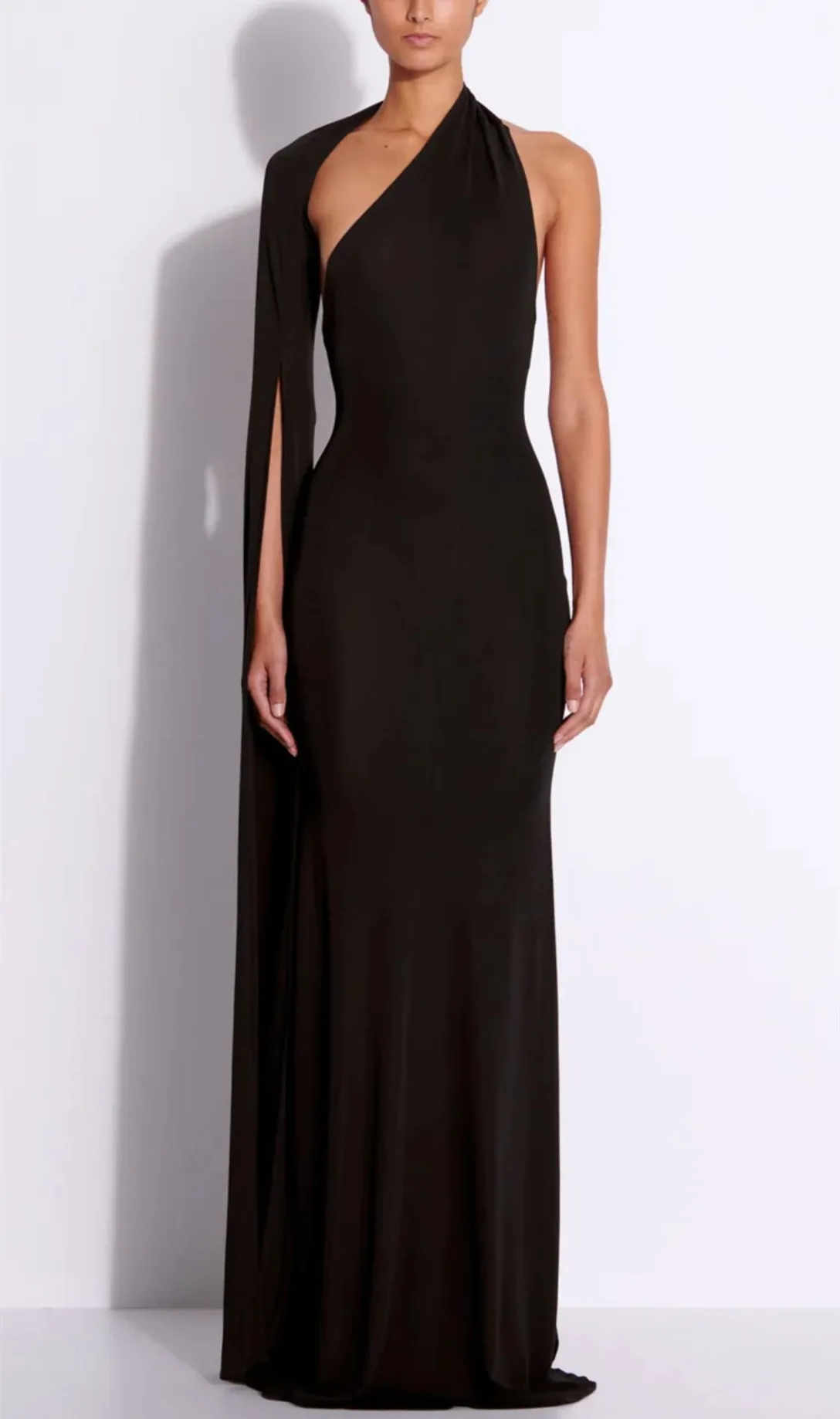 2 piece maxi dress formal Black Crepe Bow Collar Midi Dress – self-portrait-US