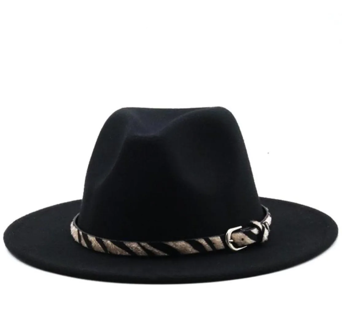 Fedora chapeaux hommes à large bord hiver femmes bande ceinture formelle feutré blanc vert Vintage décontracté 9282101