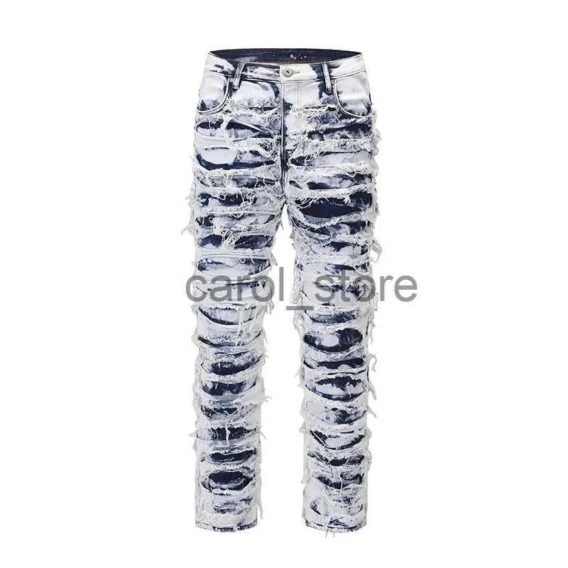 Herenbroeken Harajuku Verzwakte Distressed Retro Tie Dye Jeans Broek Mannen en Vrouwen Recht Gescheurd Gat Gewassen Baggy Casual Denim Broek J231208