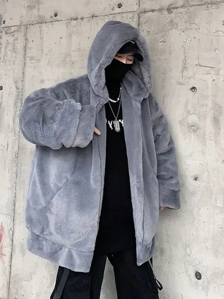 Pelliccia da uomo Pelliccia sintetica Gmiixder Streetwear Giacca imbottita per uomo Cappotto in lana di coniglio di agnello addensato Amanti della moda invernale Pelliccia finta Harajuku gotico 231211