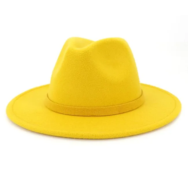 2019 Autumn and Winter Solid Color Rited Hat Cap Fedoras Jazz Hat Panama Hats for Women and Girl 259787652
