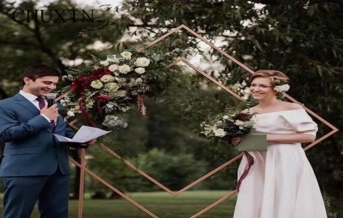 Nouveaux accessoires de mariage en fer forgé, cadre en diamant, arc de forme géométrique, décor de fond de scène de mariage, stand de fleurs artificielles 9176416