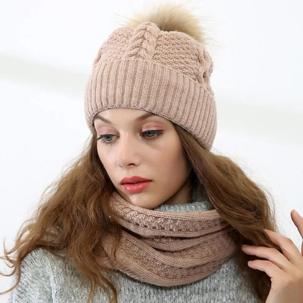 Chapéus de bola de lã quente de malha feminino gorro outono inverno novo bib terno de duas peças feminino ao ar livre design de alta qualidade hat98622668459435