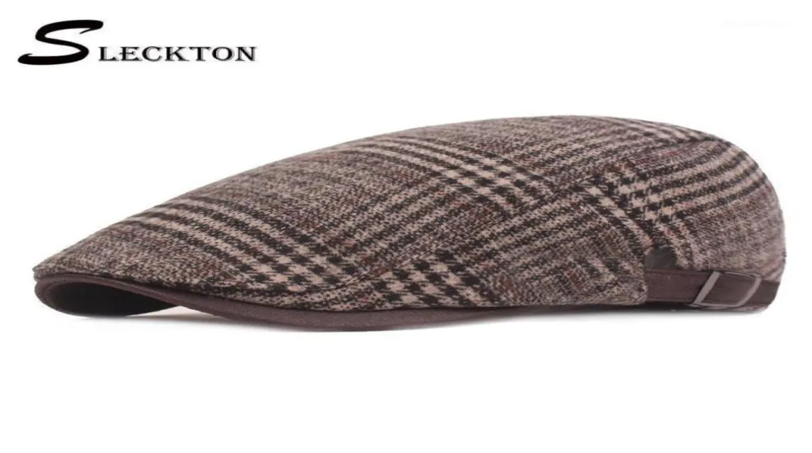 Sleckton Men039s男性のためのレトロな格子縞のベレー帽の帽子ファッションツイードニュースボーイキャップ
