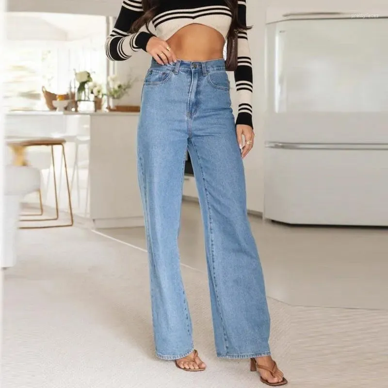 Women's Jeans Baggy Fashion Pants Blue Woman Clothing High Waist Thin Legs Look For Women
