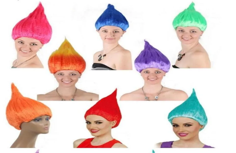 Festival festa trolls perucas cosplay peruca perucas de halloween colorido troll traje cabelo unisex natal cosplay wig1413205