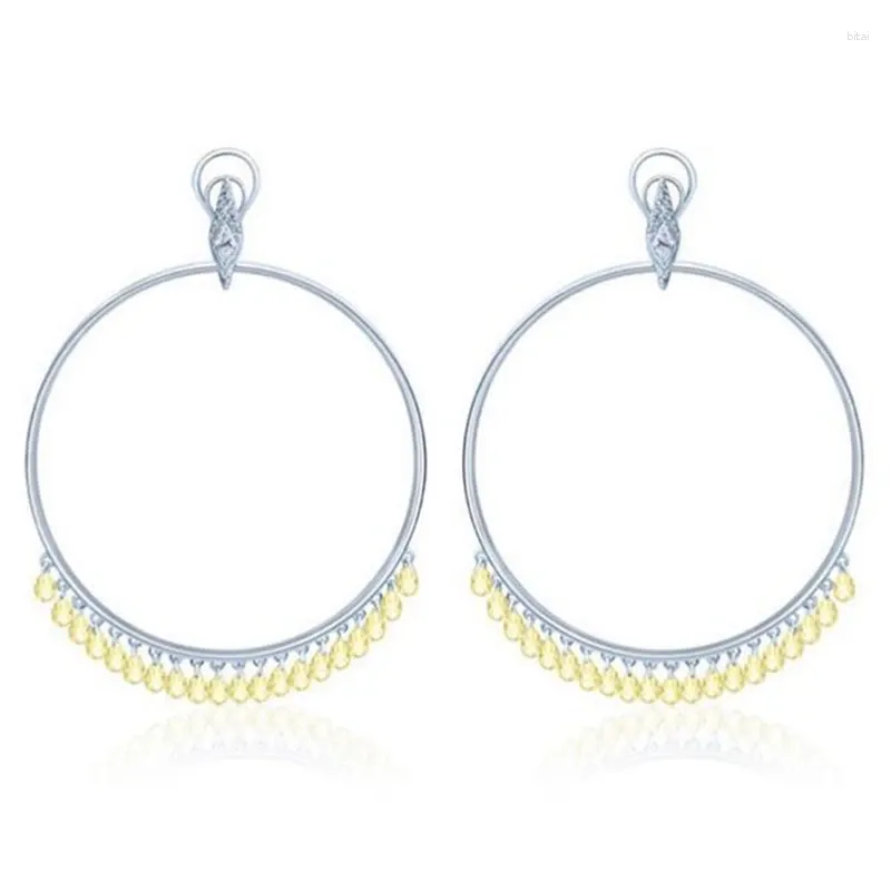 Boucles d'oreilles pendantes en argent Sterling 925, goutte d'eau, cristal coloré, pompon rond, grande manchette, bijoux de mariage pour femmes