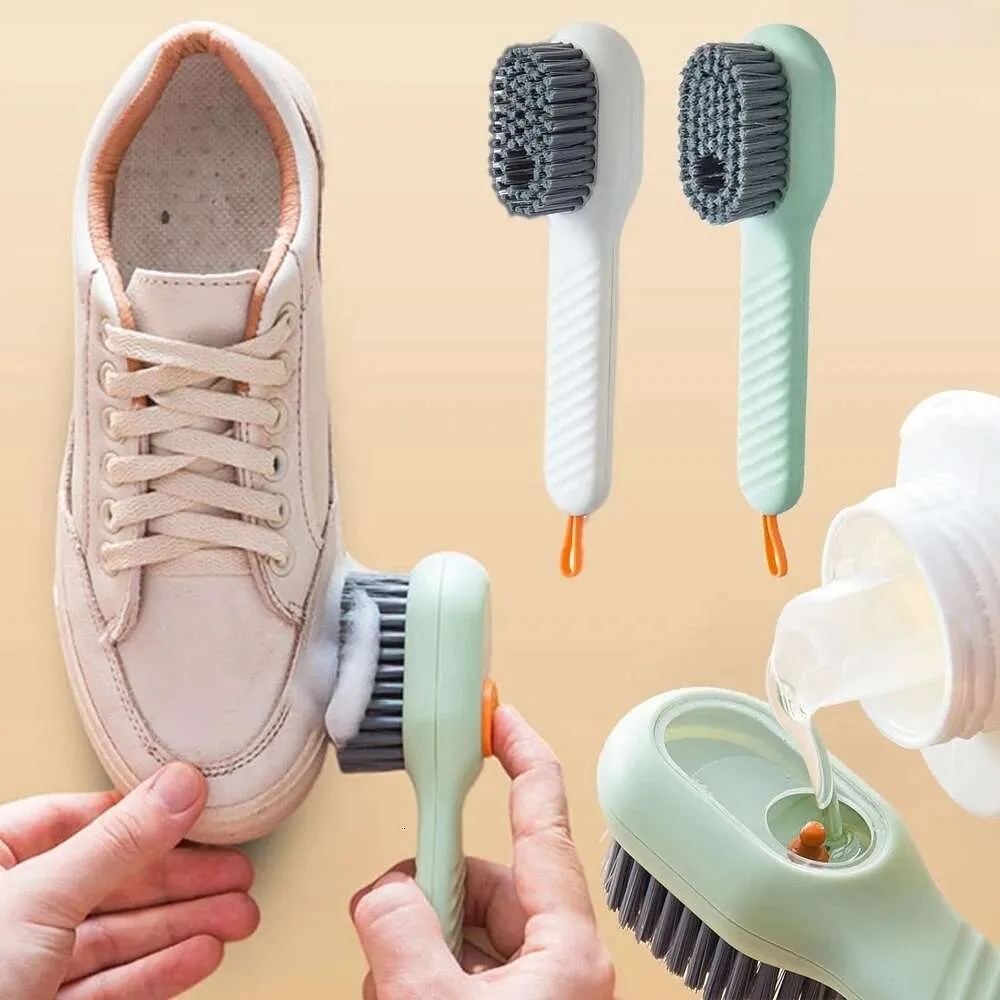 Nouvelles brosses de nettoyage brosses à chaussures souples multifonctions remplissage automatique brosse liquide brosse à long manche brosse de nettoyage de vêtements de blanchisserie domestique