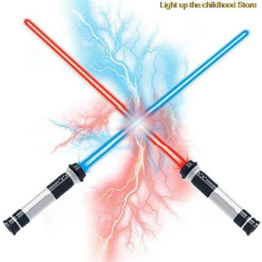 2 pièces nouveaux jouets sabre Laser télescopique brillant épée Cosplay éclairage musique étoile Laser jouets épées enfants jouets garçons Y1123290J