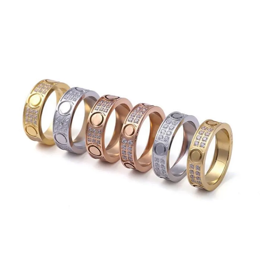Titanium Steel Ring Lovers Rings Storlek för kvinnor och män Luxur Designer Jewelry No Box197V