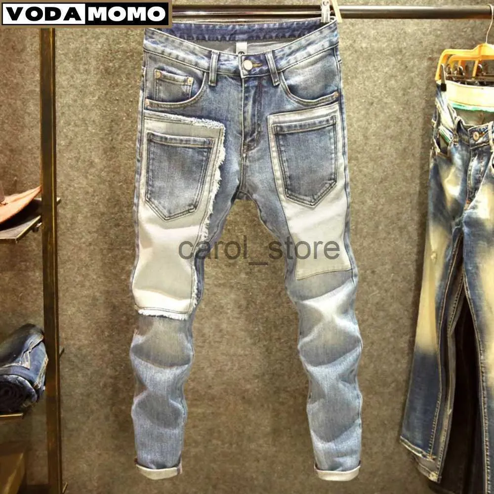 Herenbroeken 2023 heren denim jeans recht versleten gatjeans Europa en Amerika klassieke oude broek pantalones hombre y2k streetwear cargobroek J231208