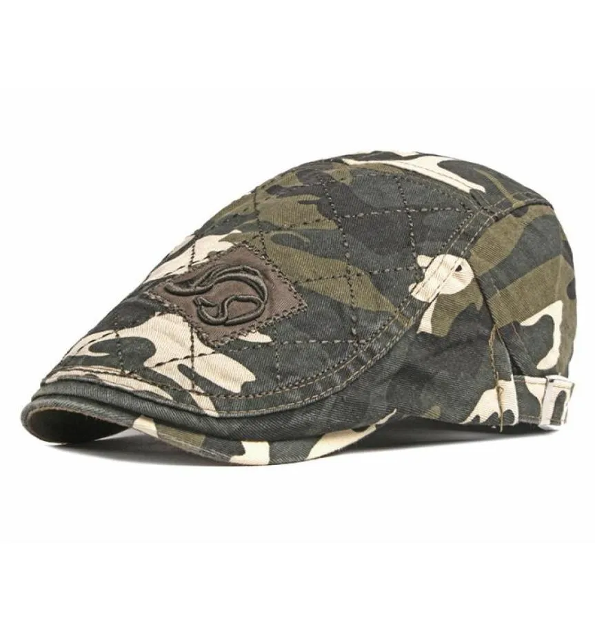 LDSLejr Bawełniana wiosna jesień moda Joker Camouflage druk Newsboy Caps Flat Peaked Cap Men and Women Painter Heret Hats 602609455