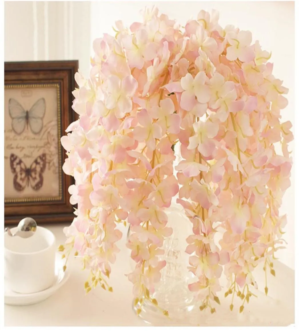 30pcs Flor de glicinia hortensias artificiales para bricolaje Bode Background Fondo cuadrado La canasta colgante de pared de ratán puede ser extensión4056034