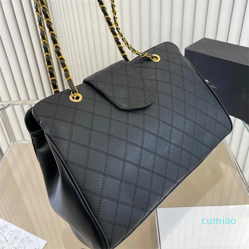 Bolso de mano de lujo para mujer, bolso con cadena de gran capacidad, cadena clásica de Metal dorado, mochila de un hombro de diseñador para exteriores, compras sencillas