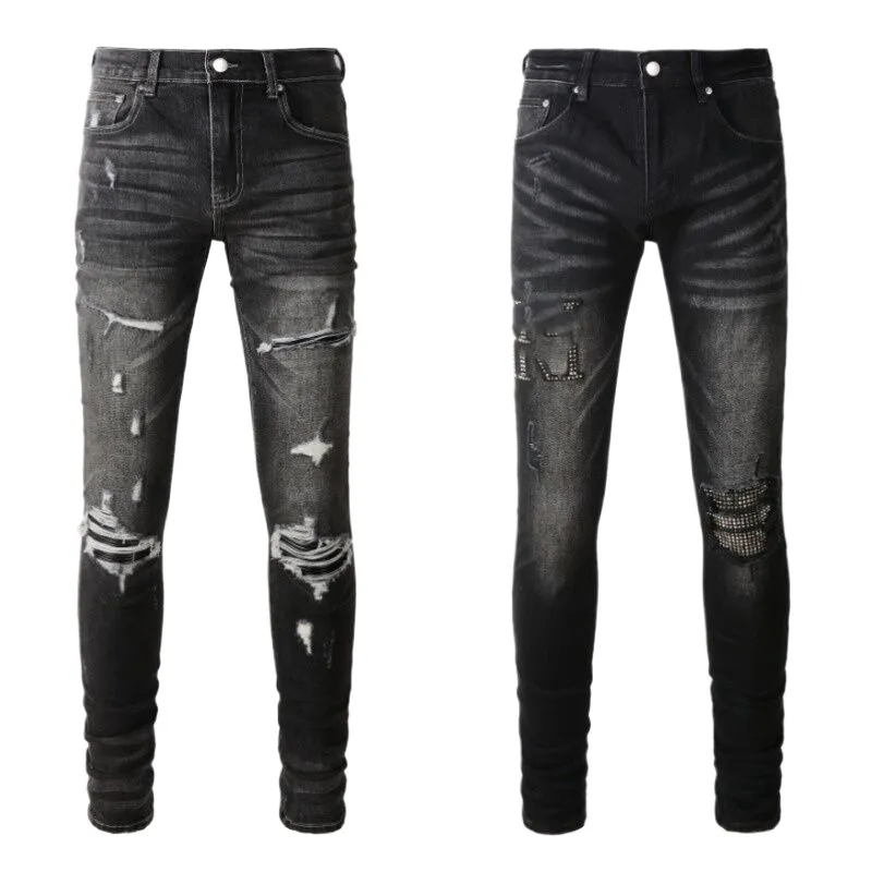 Jeans morados D2 Jeans de marca de lujo de alta calidad Moda francesa desgastada Pantalones vaqueros rectos de mezclilla elásticos con agujeros para motocicleta para hombre