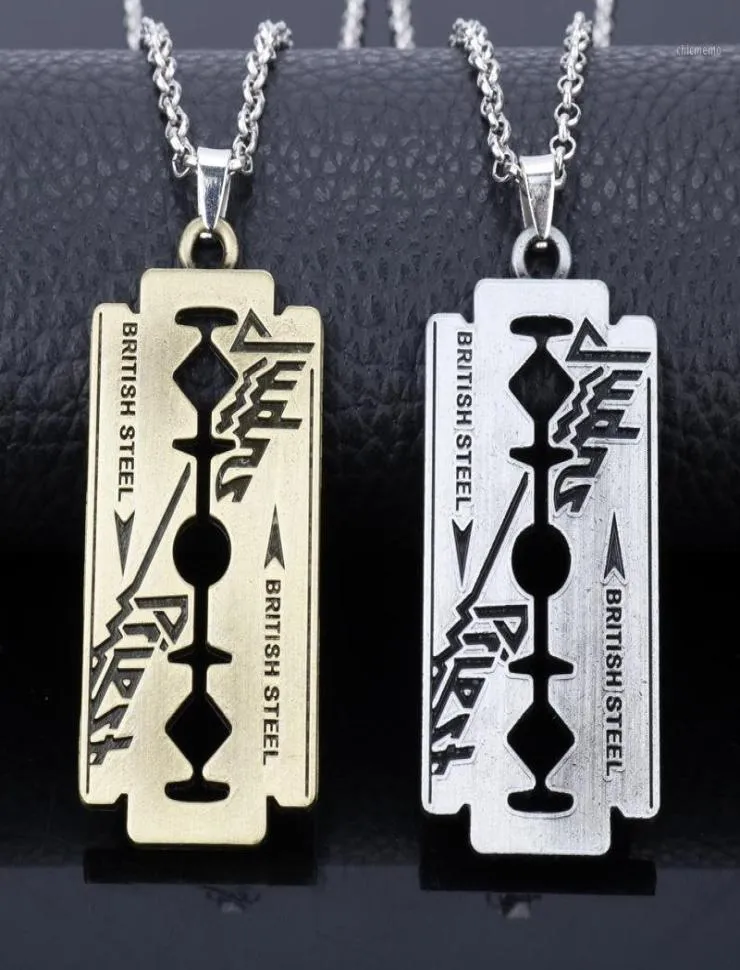 Dongsheng Music Band Judas Priest Necklace Razor Blade Shape Pendant Fashion Link Chain Necklaces Friendship Gift Jewelry Chains1656124