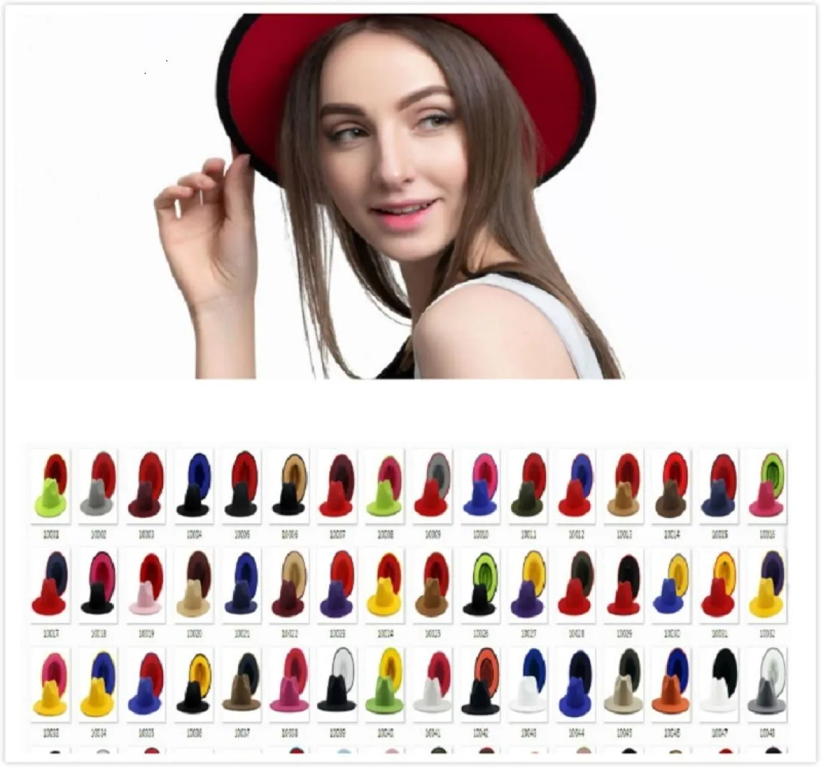 40 kleuren Unisex Platte Rand Wolvilt Fedora Hoeden met Riem Rood Zwart Patchwork Jazz Formele Hoed Panama Cap Trilby Chapeau voor Mannen Wo1722032