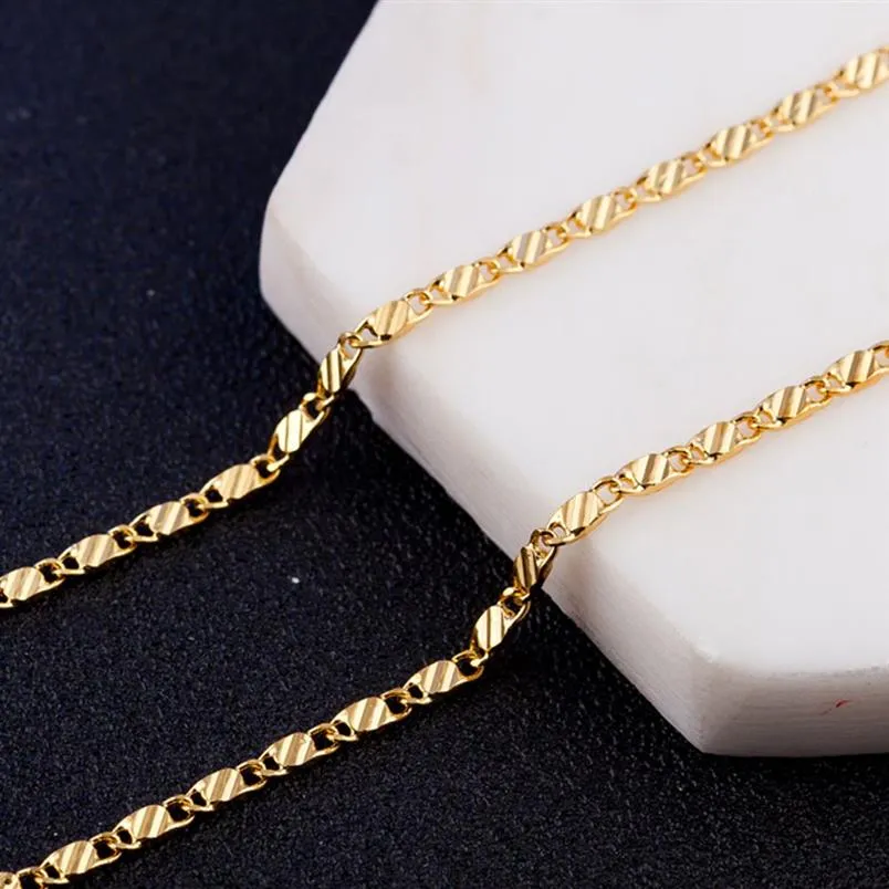 KASANIER 10 шт. золотое и серебряное ключичное ожерелье штамп модное женское ожерелье Фигаро шириной 2 мм гарантия длинное Jewe230I