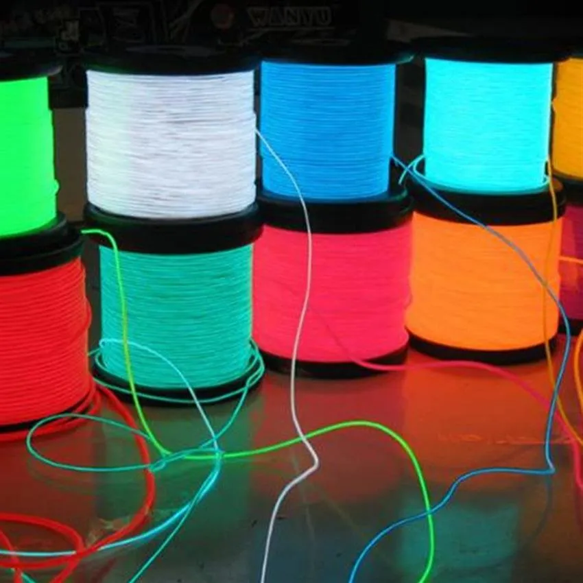 Neonowy znak LED El Wire 30m 10 Kolorowanie Rope Rurka Kabel 2 3 mm DIY Light Pasek Elastyczne światła Świeci Party Dekoracja tańca 237o