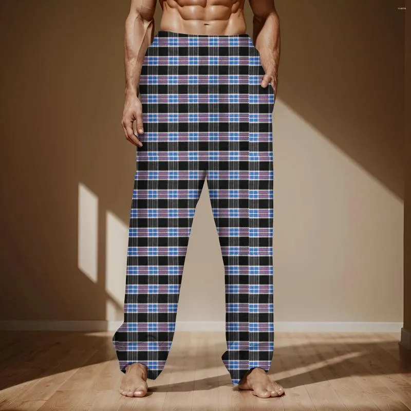 Pantalones para hombres Moda Casual Algodón de encaje a cuadros grandes se puede usar fuera de pijamas Hogar Deportes grandes y altos