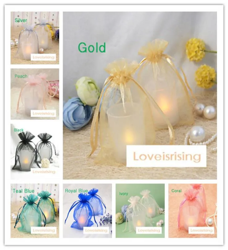 16 Farben Pick100pcs 1015cm Sheer Organza Bag Wedding Favor Supplies GiftCandy Bag6521353