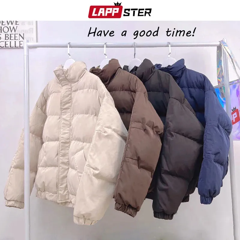 Erkek Ceketler Lappster Erkekler Harajuku Katı Kış Puffer Ceket Erkekler Büyük Cepler Büyük Boy Siyah Kabarcık Kat Erkek Kore Fashions Parkas 231208