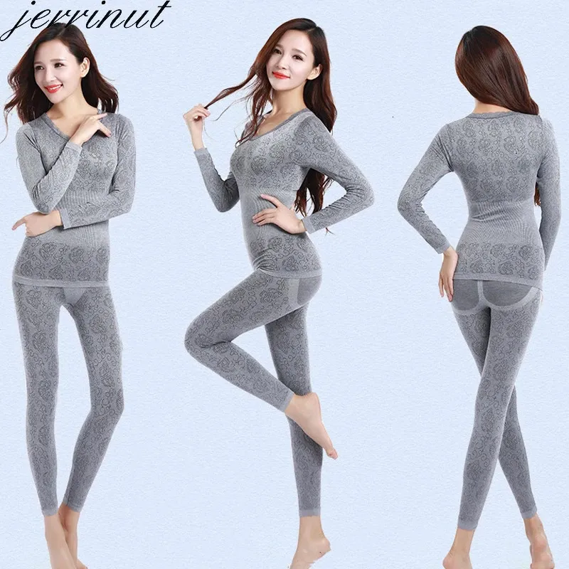 Kvinnors termiska underkläder Jerrinut Thermal Underwear Women Long Johns Women For Winter Warm Long Johns Cotton Sexig Thermal Underwear Set for Women 231211