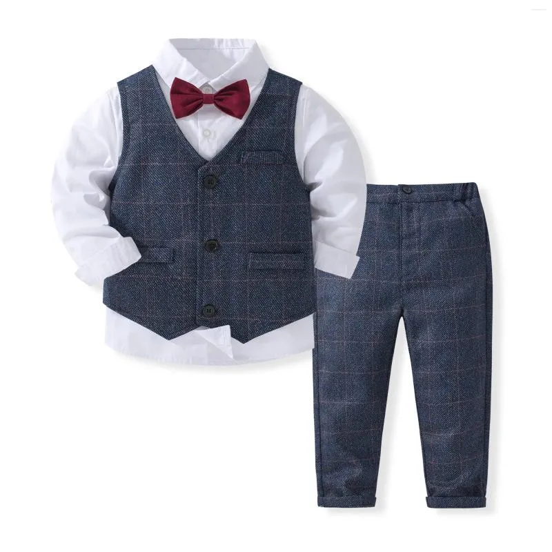 Kleidung Sets Jungen Set Herbst Winter Winter Langhülle Single Breasted Weste Shirt Kinderhosen 3 -teilige Anzüge Kinder Outfit 1 bis 5t