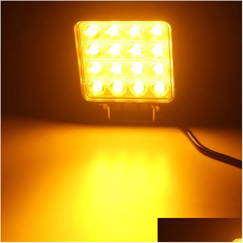 Ljusstänger Arbetsljus Pampsee 1pcs 48W Square LED-dimljus Arbetsljusstång 4.5 tum 10-30V 3000K för off Road Lada Niva Mining F DHQPB